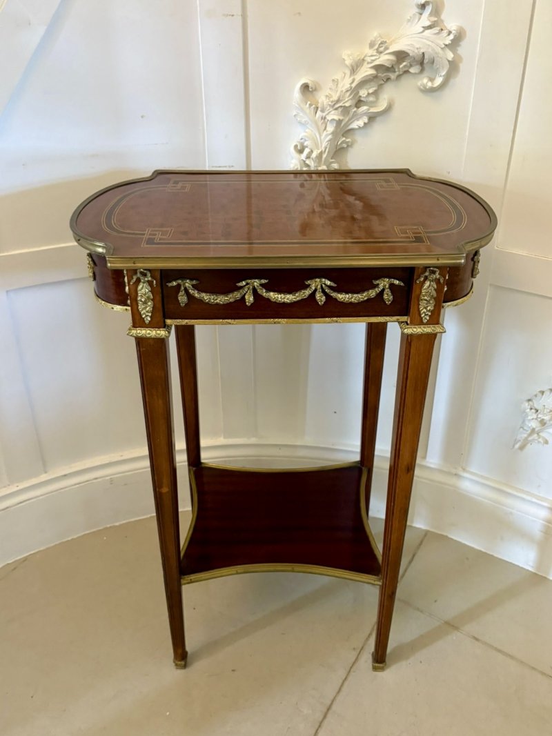 Outstanding Quality Antique Edwardian Mahogany and Ormolu Mounted Lamp Table - Image 9